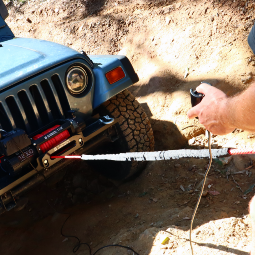 Carbon 12K 12000lb Electric Winch With Black Rope & Red Hook VER. 3